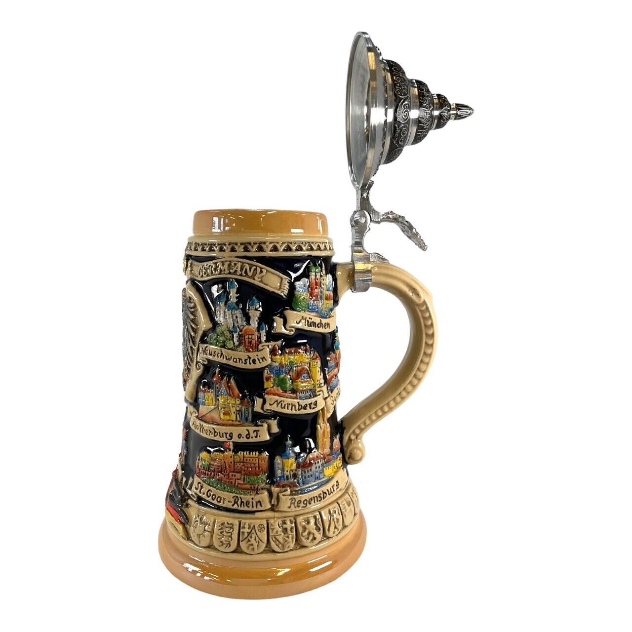 Deutschland German Cities with Eagle LE Stoneware Beer Stein .4 L Made Germany