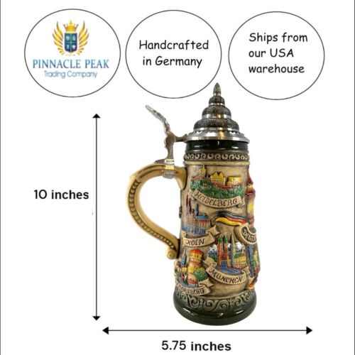 Germany City Panorama Rustic LE Stoneware Beer Stein .5 L Made in Germany