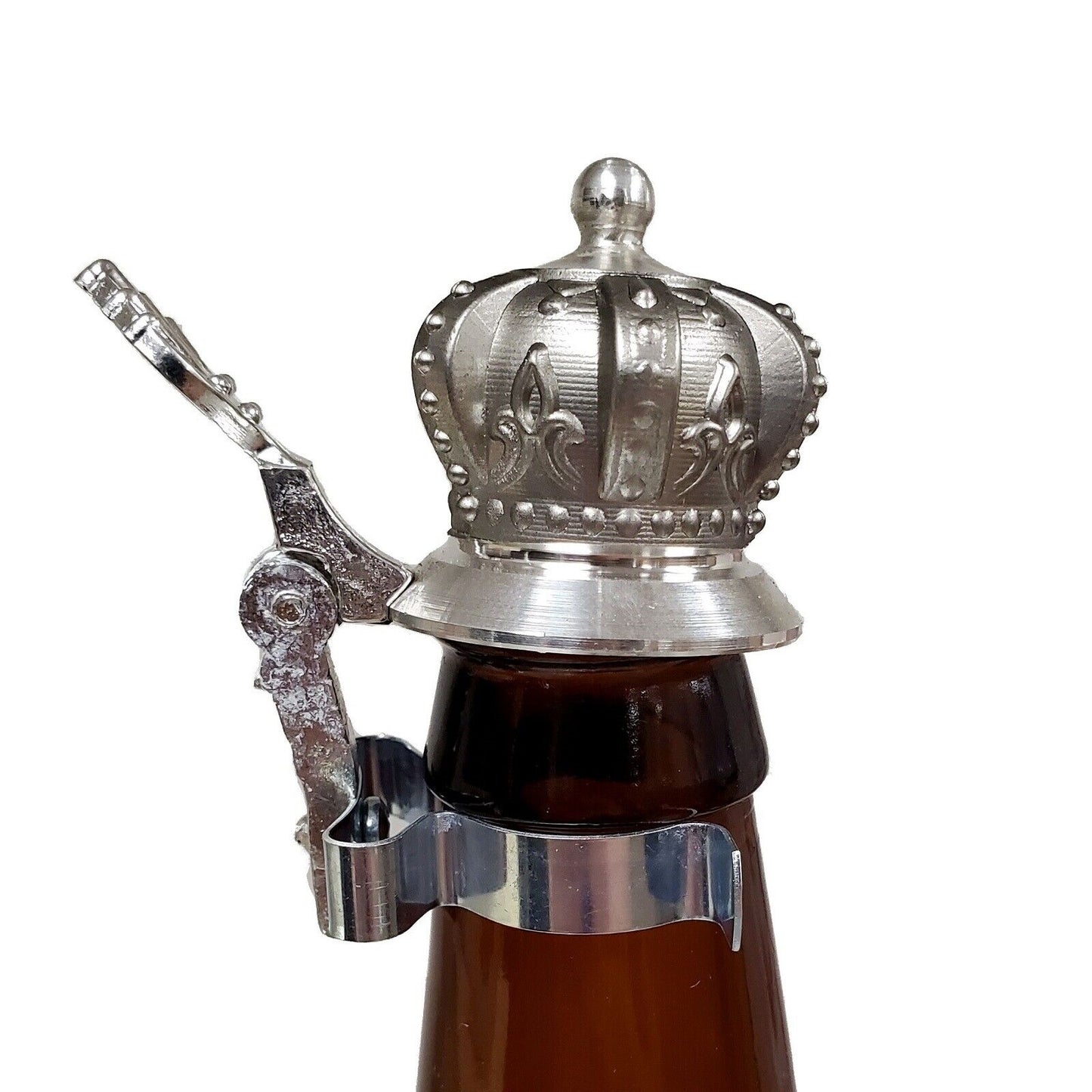 Crown Stein Beer Bottle Topper German Pewter Lid Made in Germany