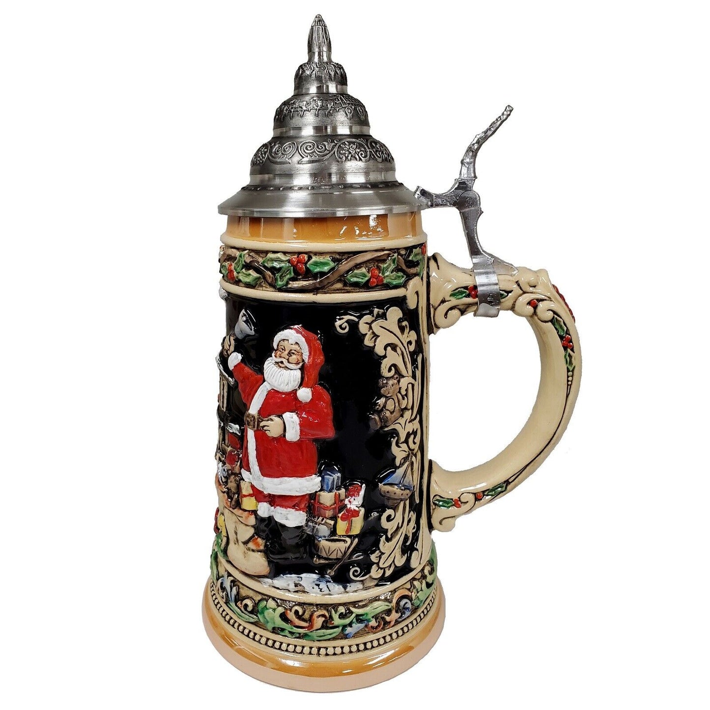 Santa Claus with Train LE German Stoneware Christmas Beer Stein 1L Germany