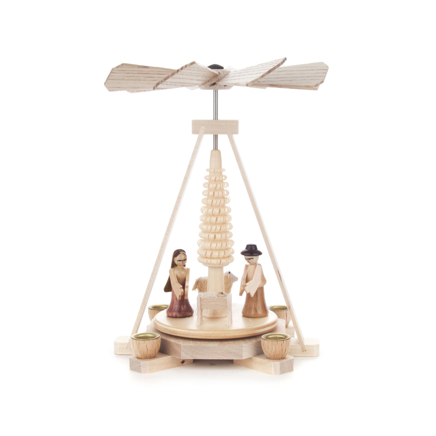 Pinnacle Peak Trading German Wood Pyramid with Nativity Scene Candle Holder