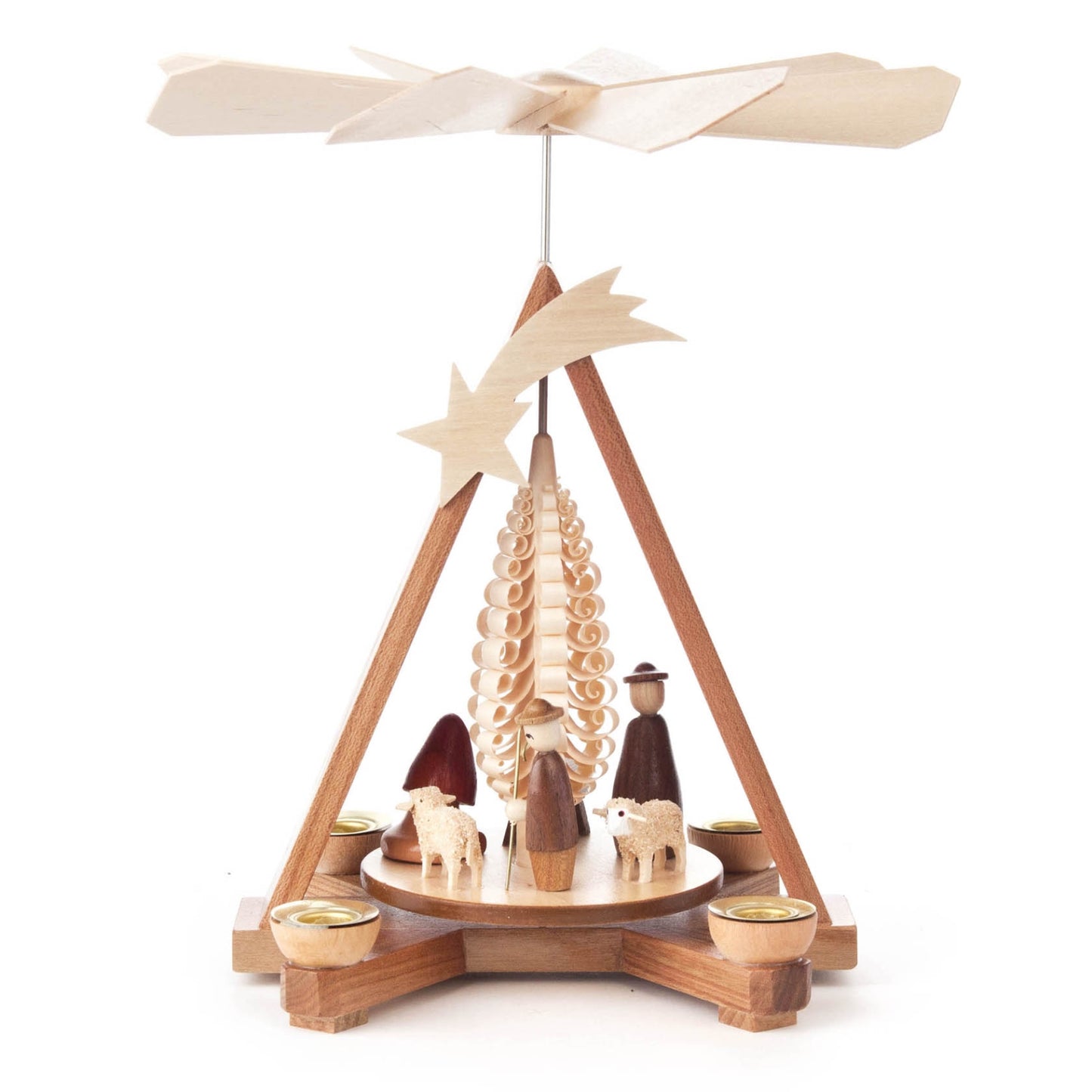 Pinnacle Peak Trading German Wood Pyramid Nativity Scene Candle Holder 9.8 Inch