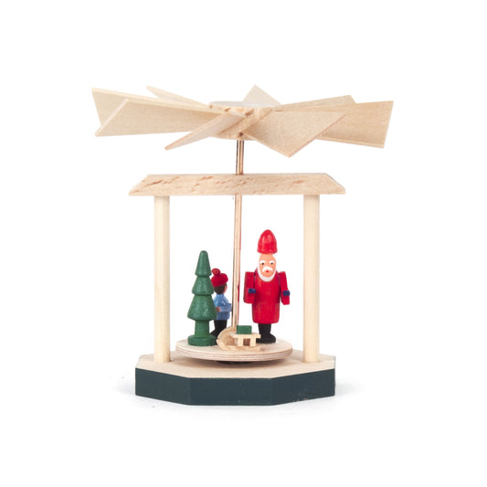 Pinnacle Peak Trading German Wood Mini Pyramid with Santa 2.7 In Made in Germany