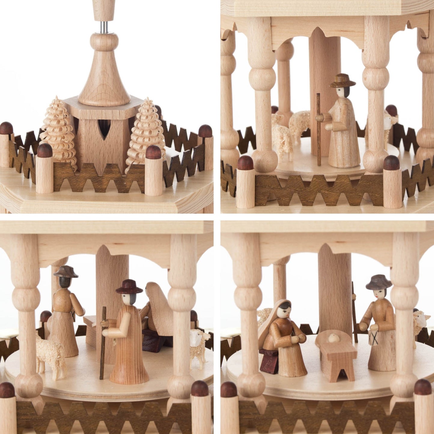 Pinnacle Peak Trading German Wood 2 Tier Christmas Pyramid Nativity Candle Holder 15 Inch