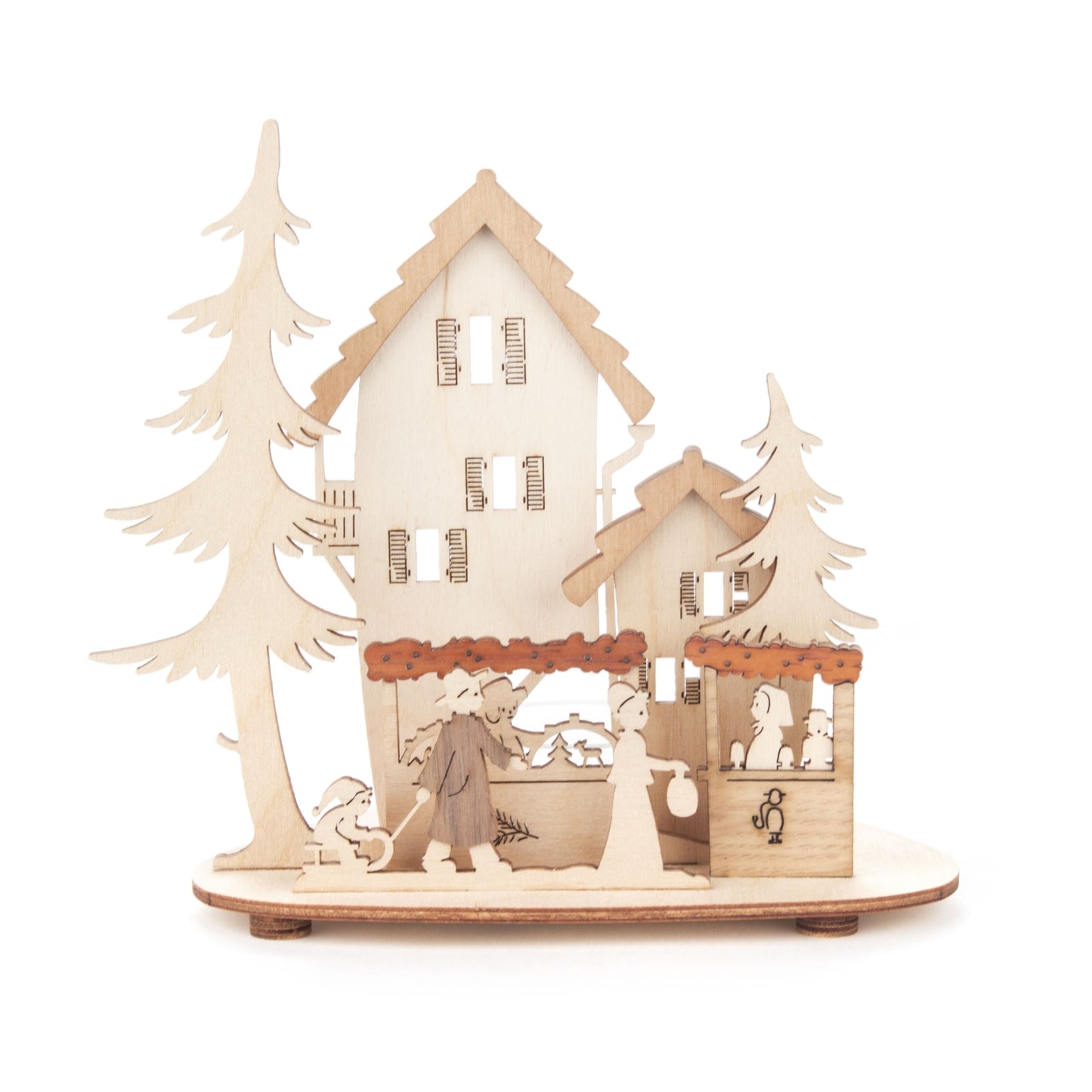 Pinnacle Peak Trading German Wood Christmas Market Candle Holder 5.7 Inch