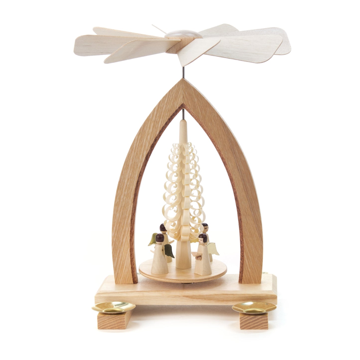 Pinnacle Peak Trading German Wood Christmas Pyramid with Angels Candle Holder 9.8 Inch