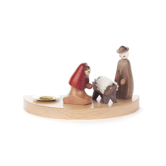 Pinnacle Peak Trading German Wood Nativity Scene Candle Holder 2.3 Inch