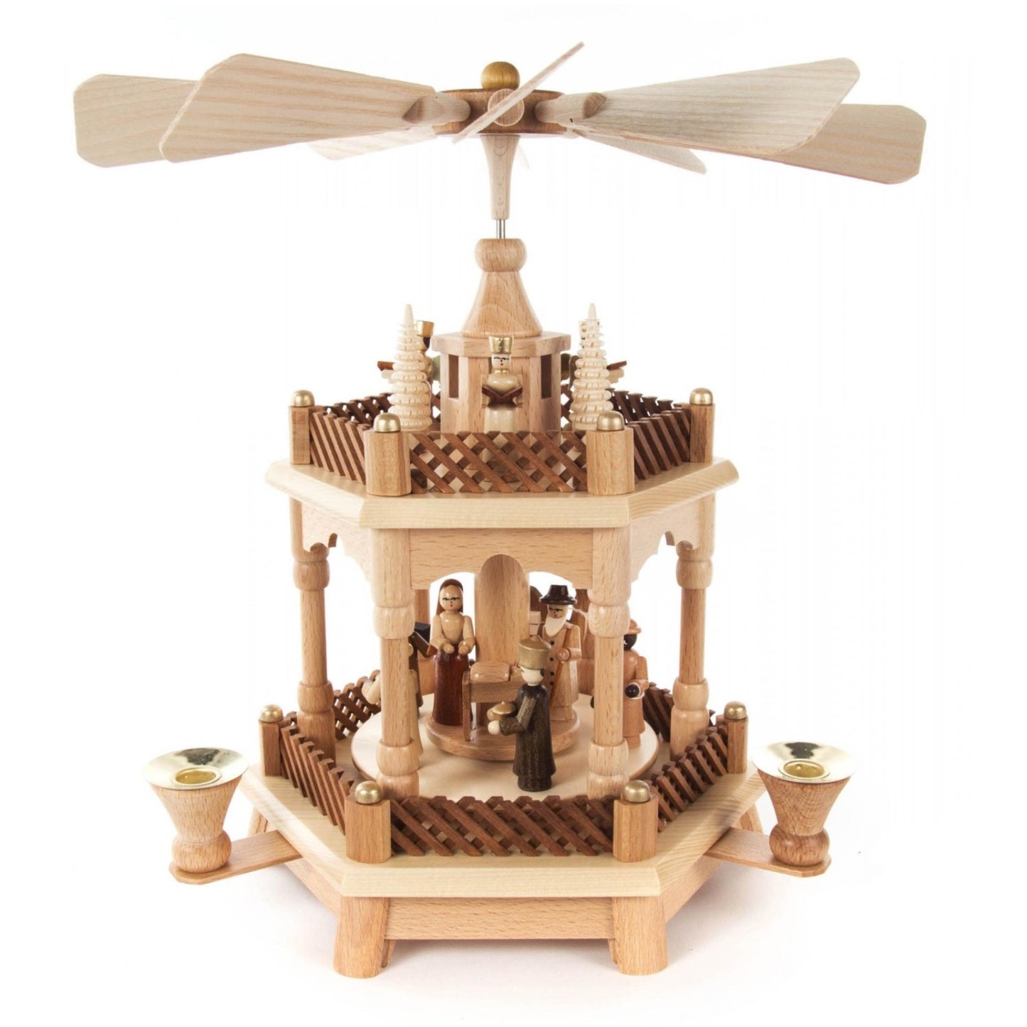 Pinnacle Peak Trading Nativity Natural 1 Tier German Wood Pyramid 12.6 Inch