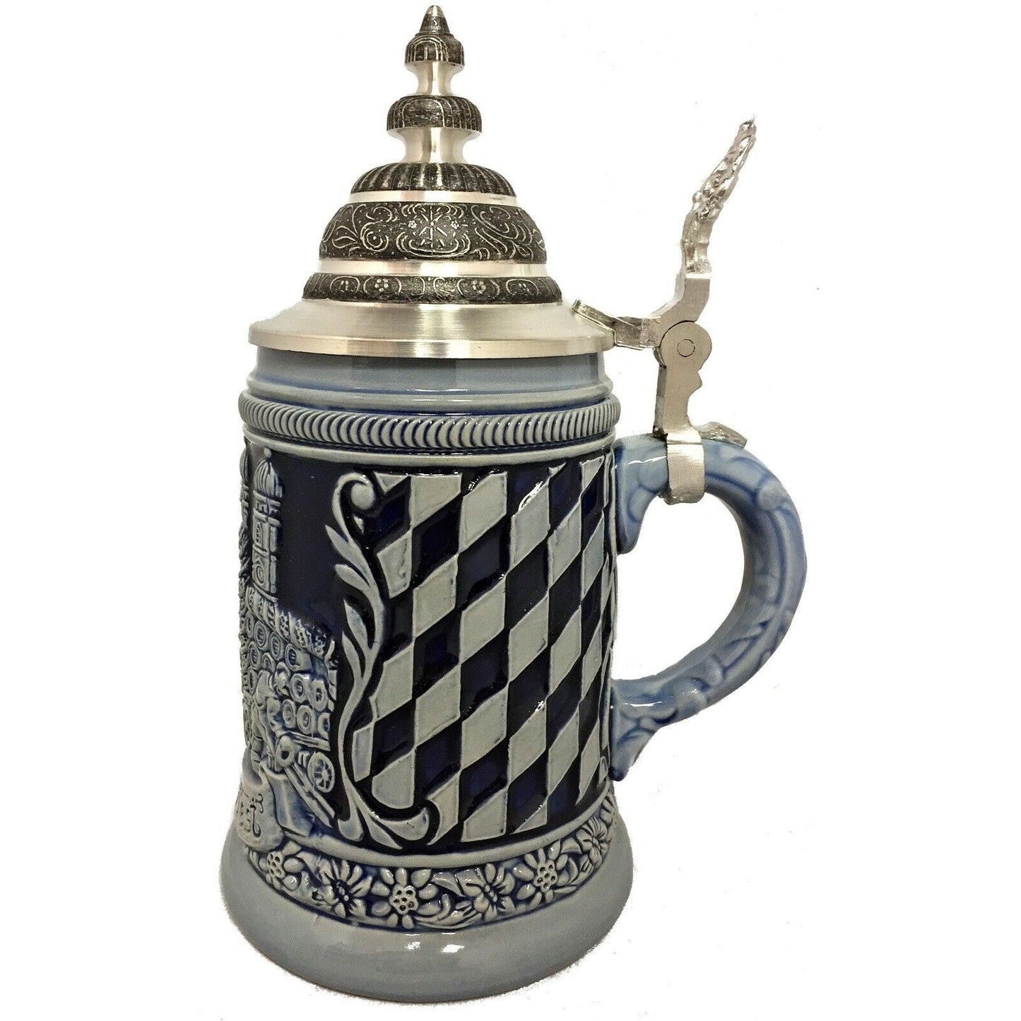 Blue Oktoberfest Festival with Horse Drawn Beer Wagon German Beer Stein .5 L