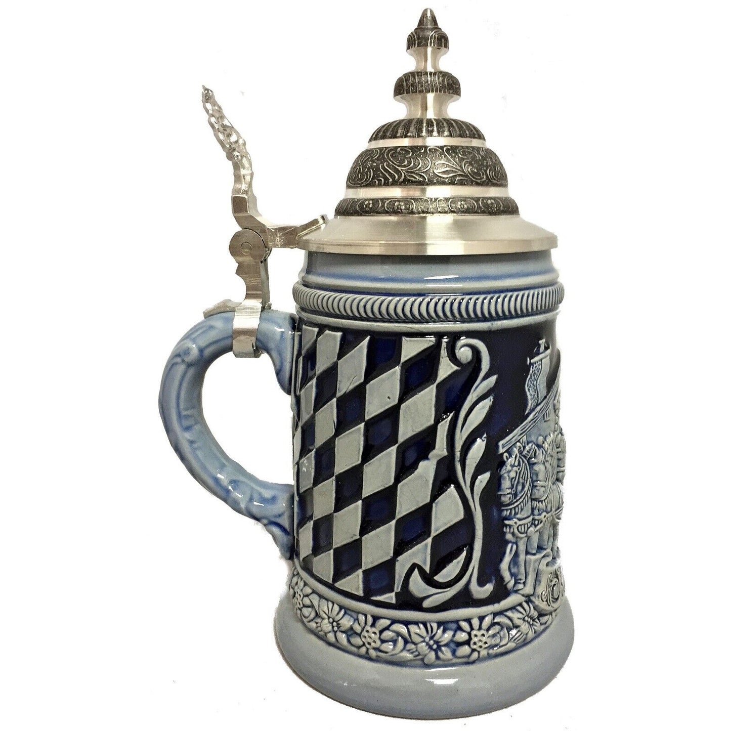 Blue Oktoberfest Festival with Horse Drawn Beer Wagon German Beer Stein .5 L