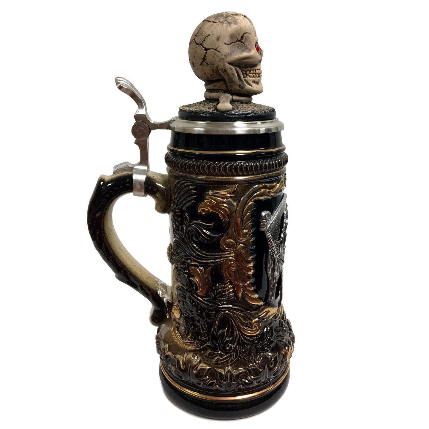 Grim Reaper with Skull Lid LE Stoneware German Beer Stein .5 L Made in Germany