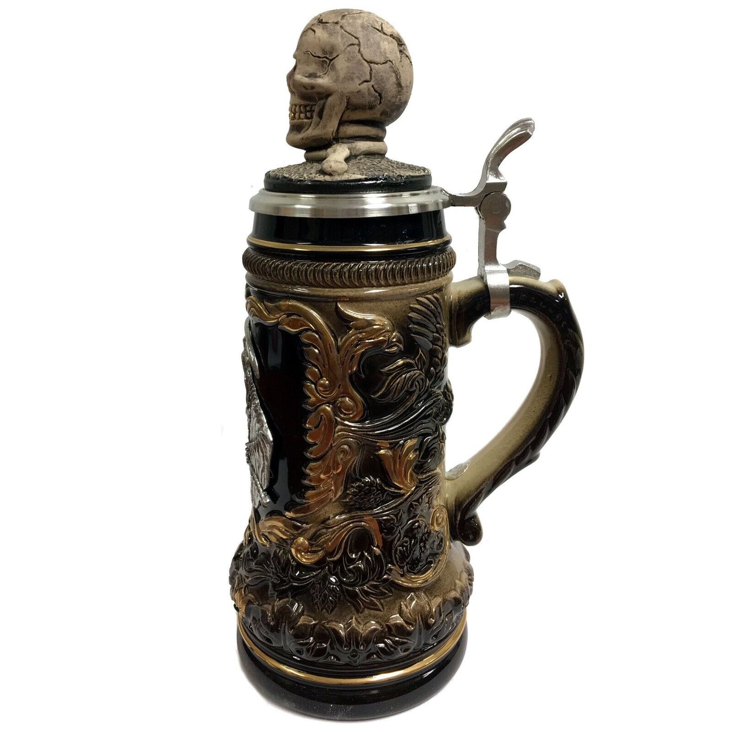 Grim Reaper with Skull Lid LE Stoneware German Beer Stein .5 L Made in Germany