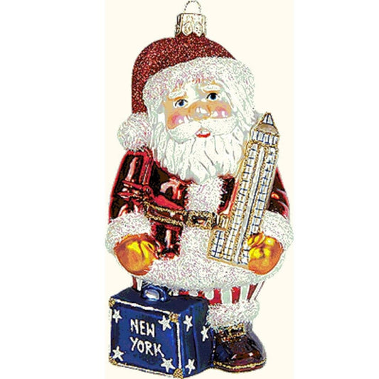 Pinnacle Peak Trading New York City Santa Polish Blown Glass Christmas Ornament NYC Decoration Empire