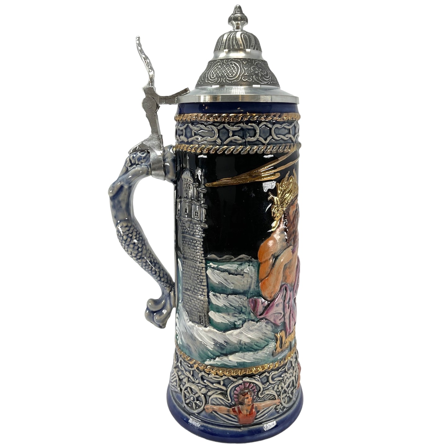 Pinnacle Peak Trading LE Neptune God of the Seas with Mermaid Handle German Beer Stein .75 Liter