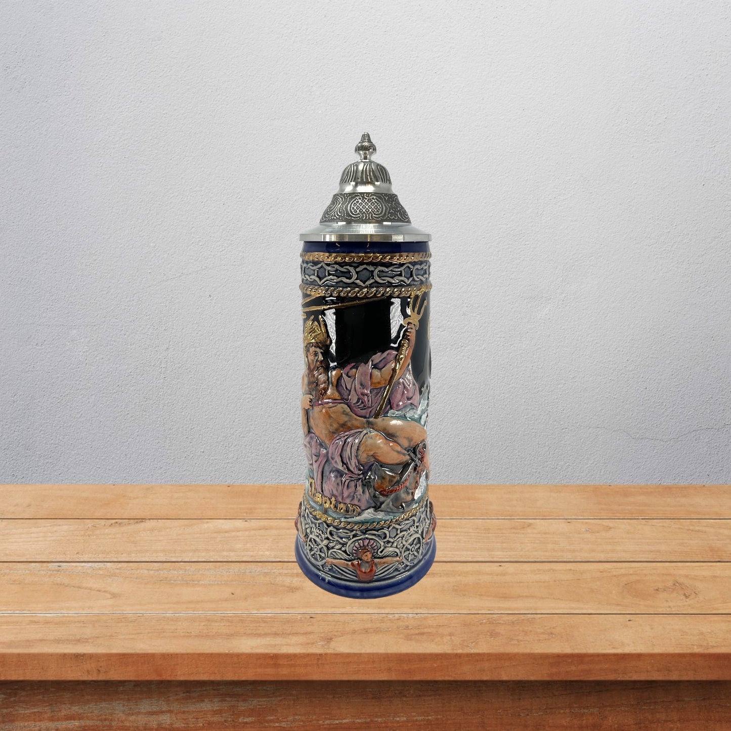 Pinnacle Peak Trading LE Neptune God of the Seas with Mermaid Handle German Beer Stein .75 Liter