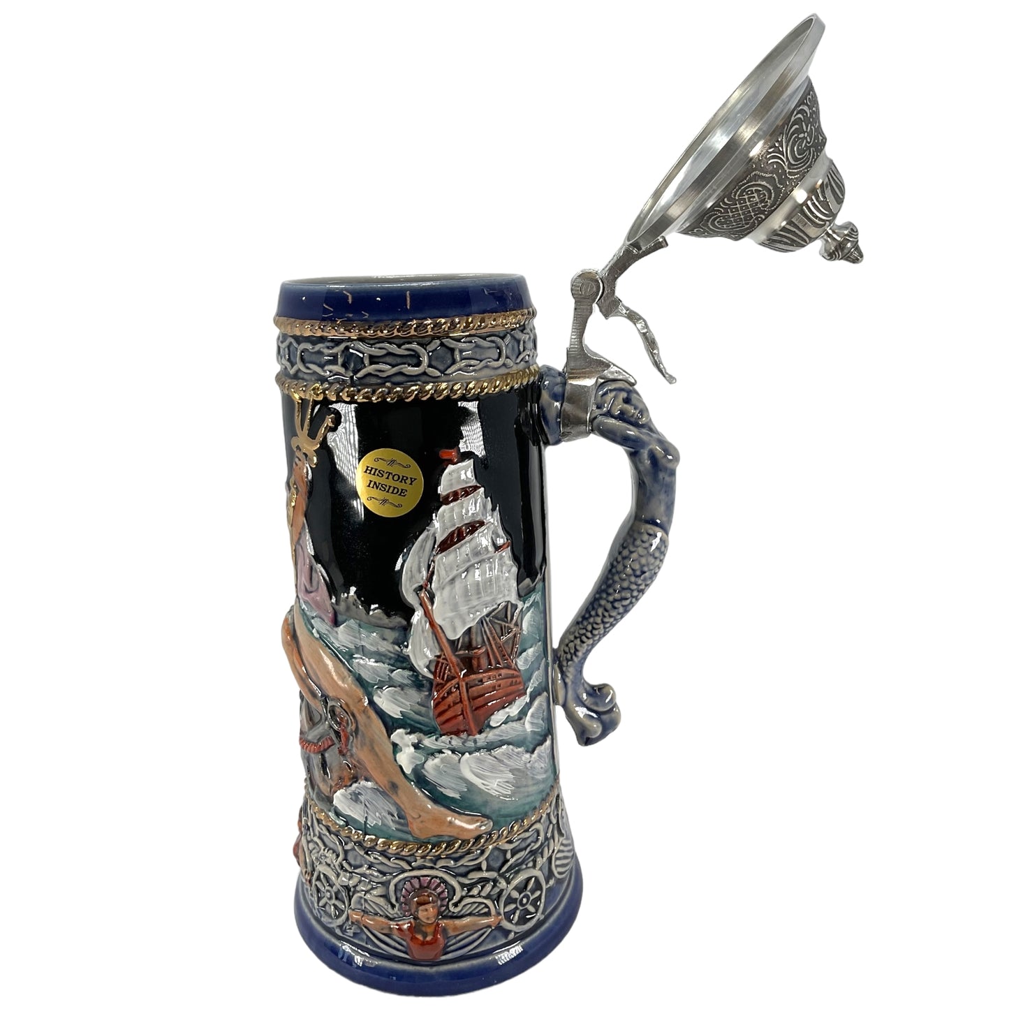 Pinnacle Peak Trading LE Neptune God of the Seas with Mermaid Handle German Beer Stein .75 Liter