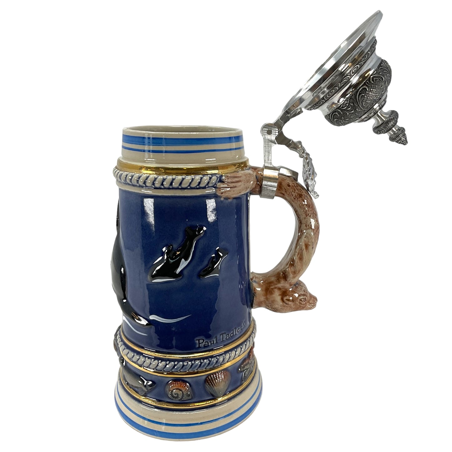 Pinnacle Peak Trading Orca Killer Whale with Sea Otter Handle German Beer Stein 1 Liter by King Werk