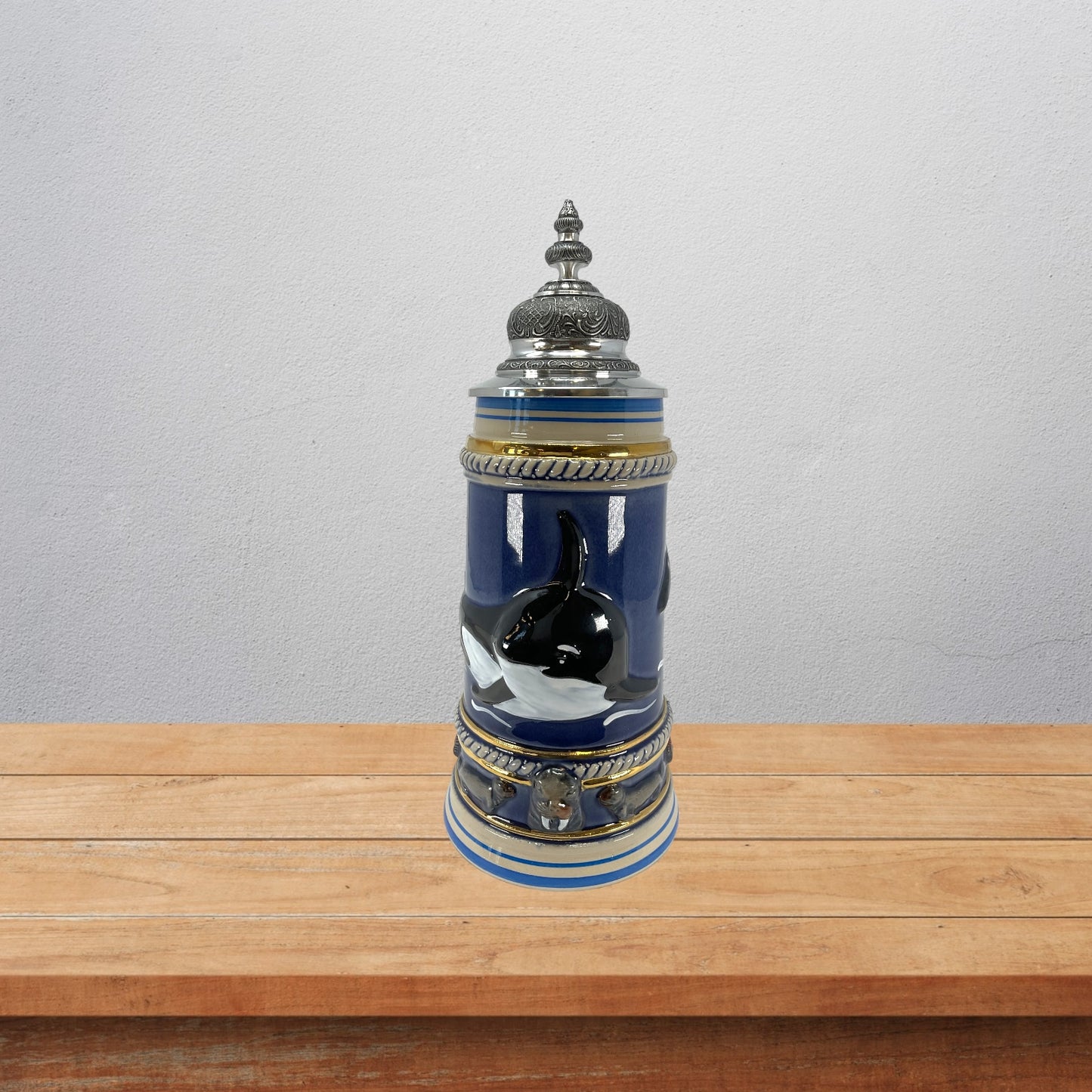 Pinnacle Peak Trading Orca Killer Whale with Sea Otter Handle German Beer Stein 1 Liter by King Werk