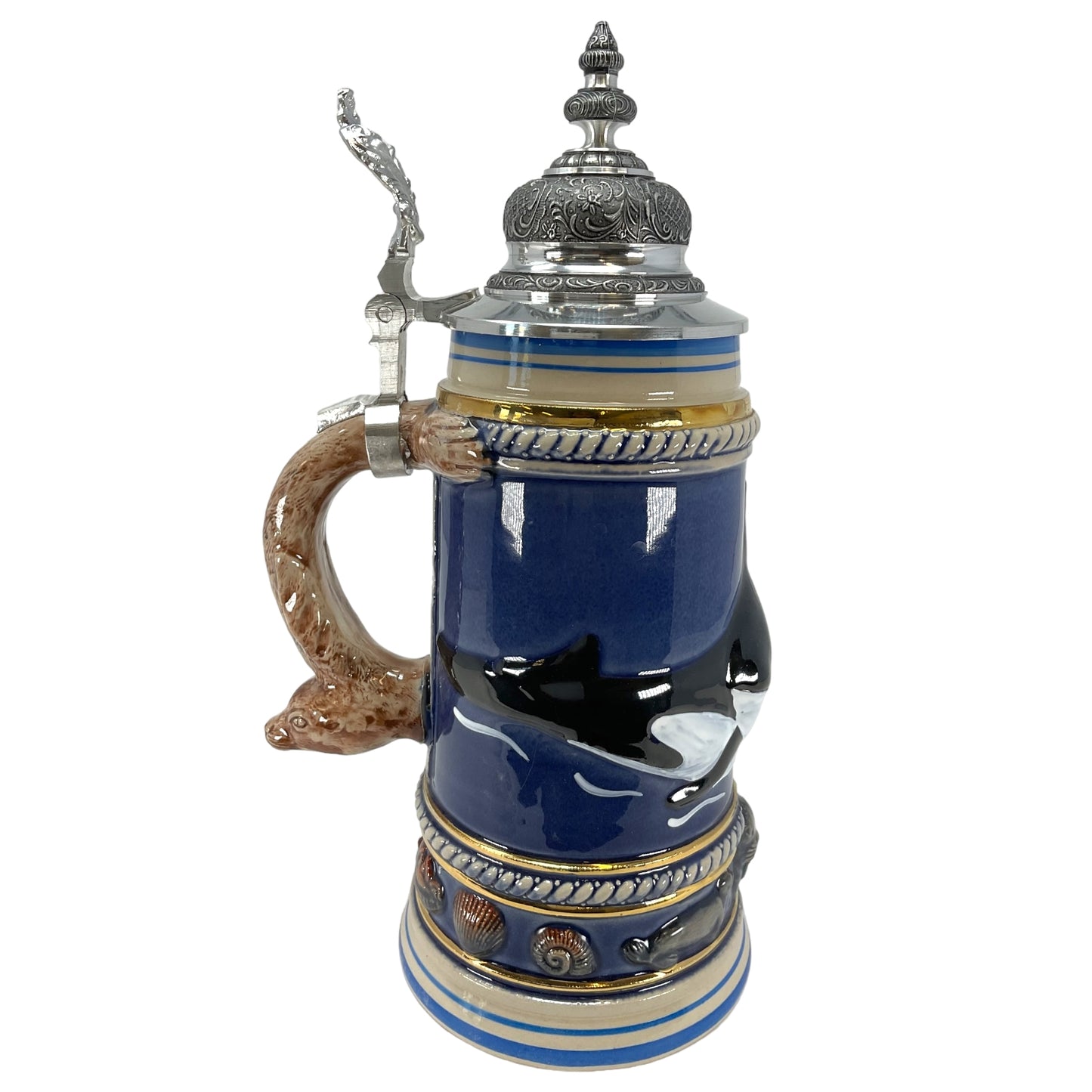 Pinnacle Peak Trading Orca Killer Whale with Sea Otter Handle German Beer Stein 1 Liter by King Werk