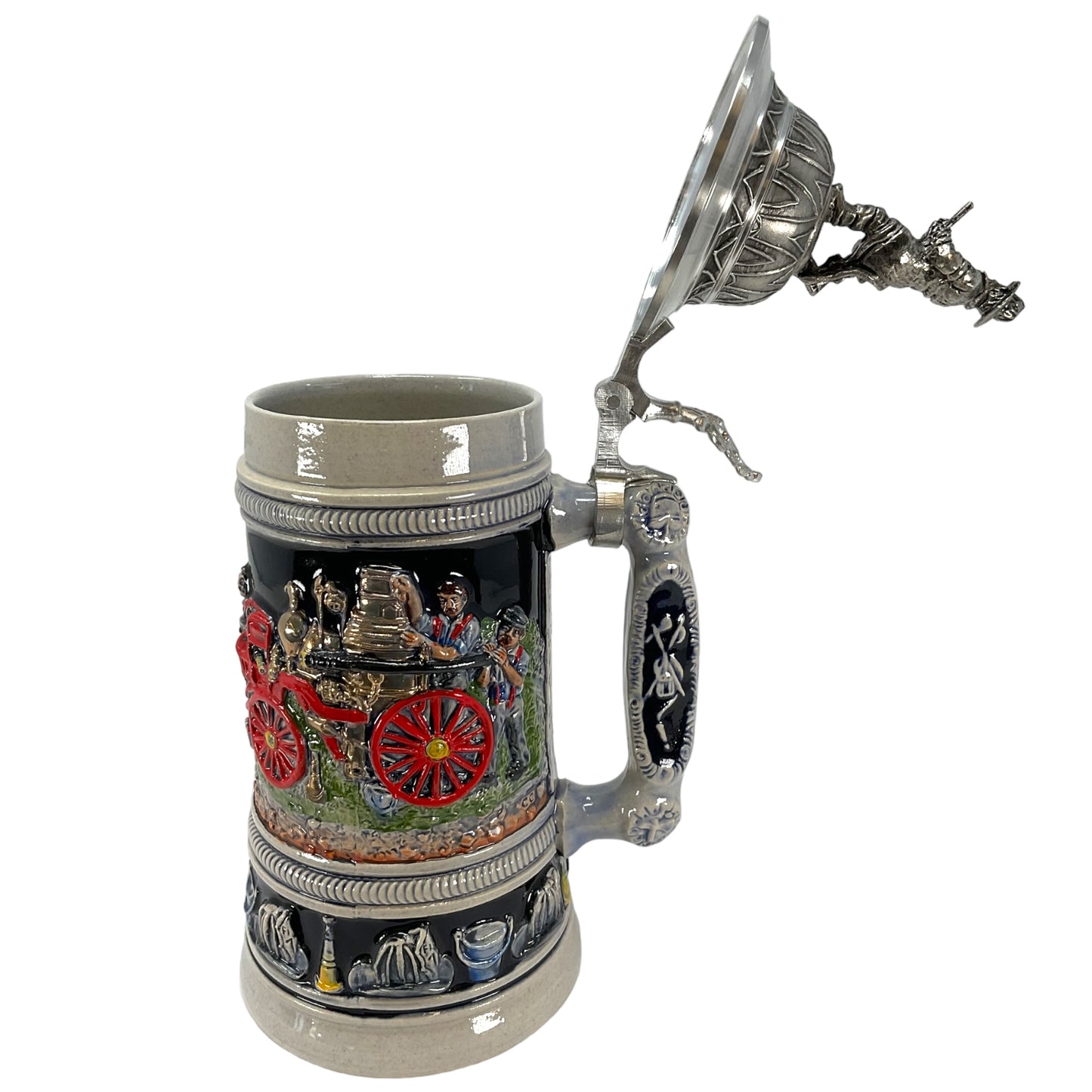 Pinnacle Peak Trading Fire Brigade with 3D Firefighter Pewter Lid German Beer Stein .5 Liter by King Werks