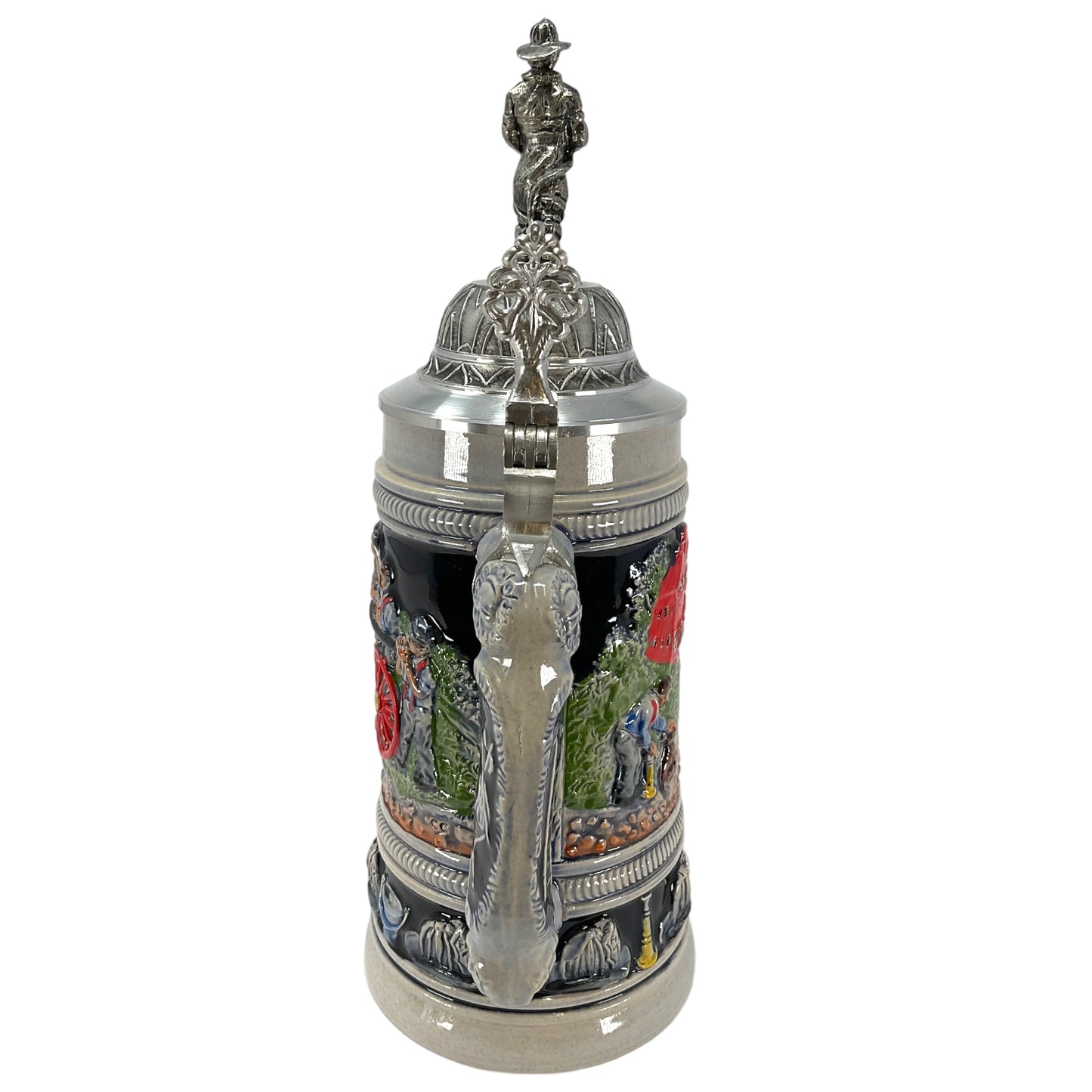 Pinnacle Peak Trading Fire Brigade with 3D Firefighter Pewter Lid German Beer Stein .5 Liter by King Werks