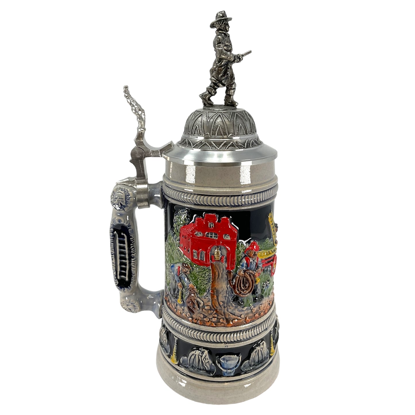 Pinnacle Peak Trading Fire Brigade with 3D Firefighter Pewter Lid German Beer Stein .5 Liter by King Werks