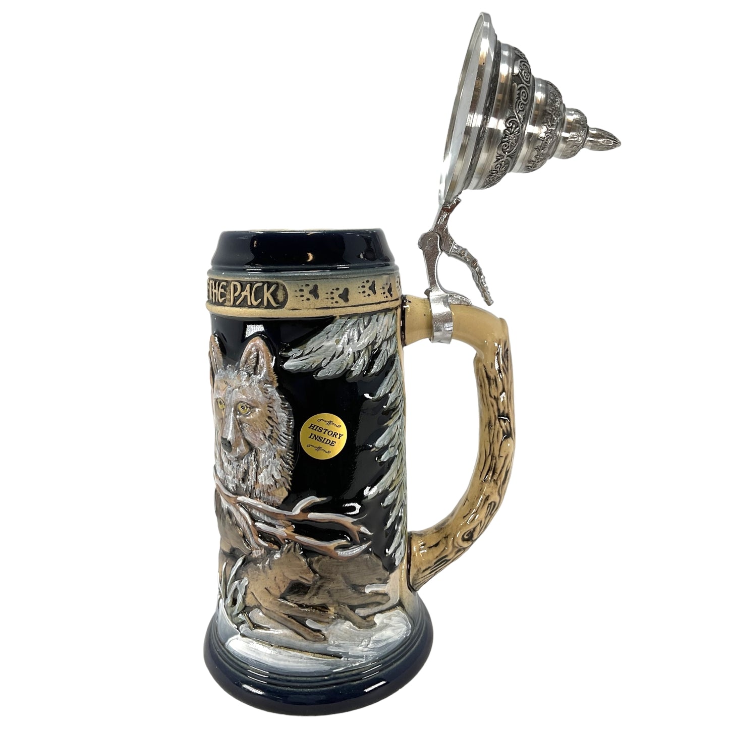 Pinnacle Peak Trading Power of the Pack Wolves in the Snow German Beer Stein .75 Liter Wolf