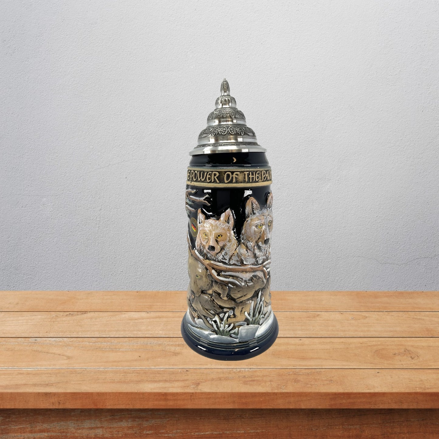 Pinnacle Peak Trading Power of the Pack Wolves in the Snow German Beer Stein .75 Liter Wolf