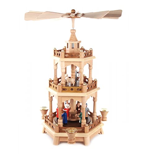 Pinnacle Peak Trading Nativity 2 Tier German Wood Christmas Pyramid 16.5 Inch