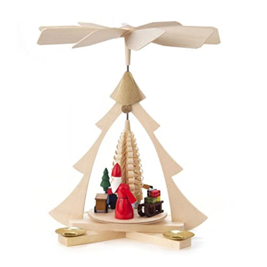 Pinnacle Peak Trading Santa with Sleigh of Gifts German Wood Pyramid 10.2 Inch