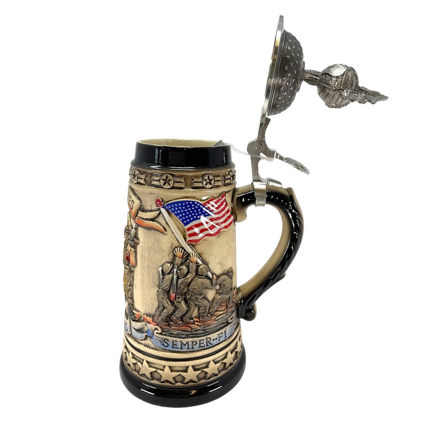 United States Marine Corps with USMC Logo Pewter Lid LE German Beer Stein .5 L