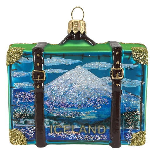 Iceland Travel Suitcase Polish Blown Glass Christmas Ornament Tree Decoration