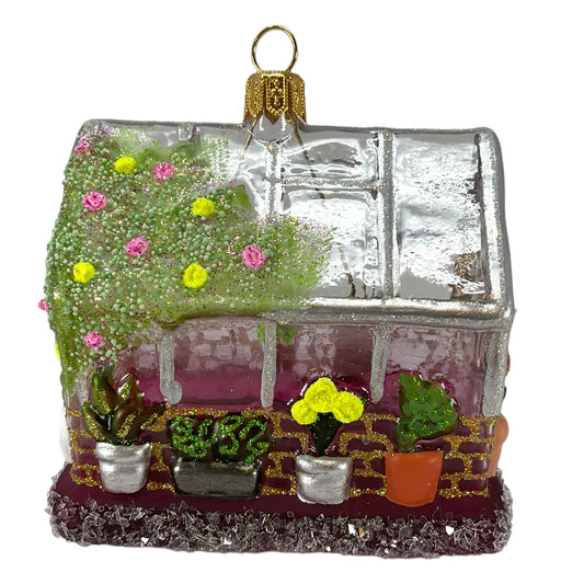 Greenhouse Gardening Polish Glass Christmas Tree Ornament