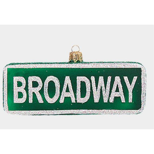 Broadway New York Street Sign NY Polish Glass Christmas Ornament