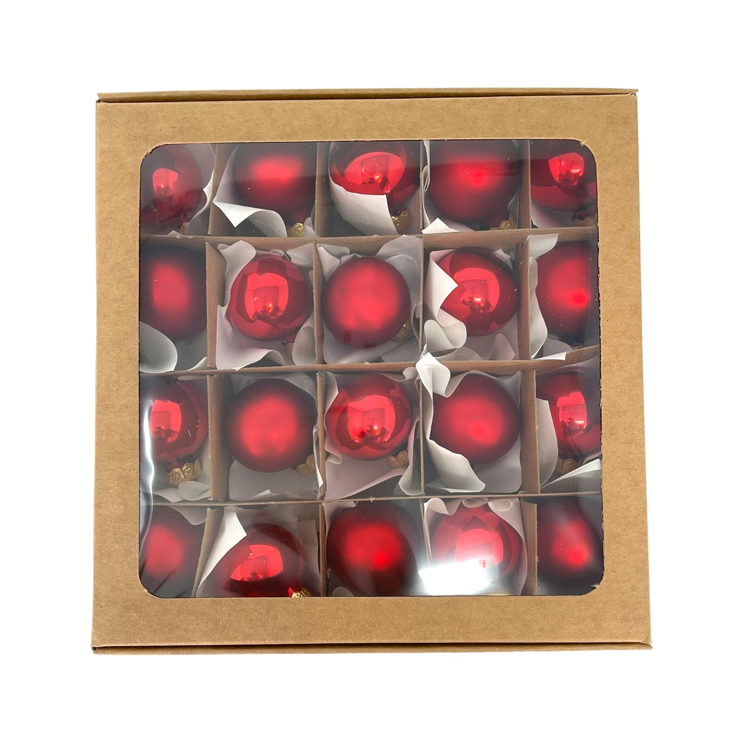 Pinnacle Peak Trading Red Shiny and Matte Polish Glass 30mm Ball Bauble Ornaments 20 Piece Made in Poland 1.2 Inch