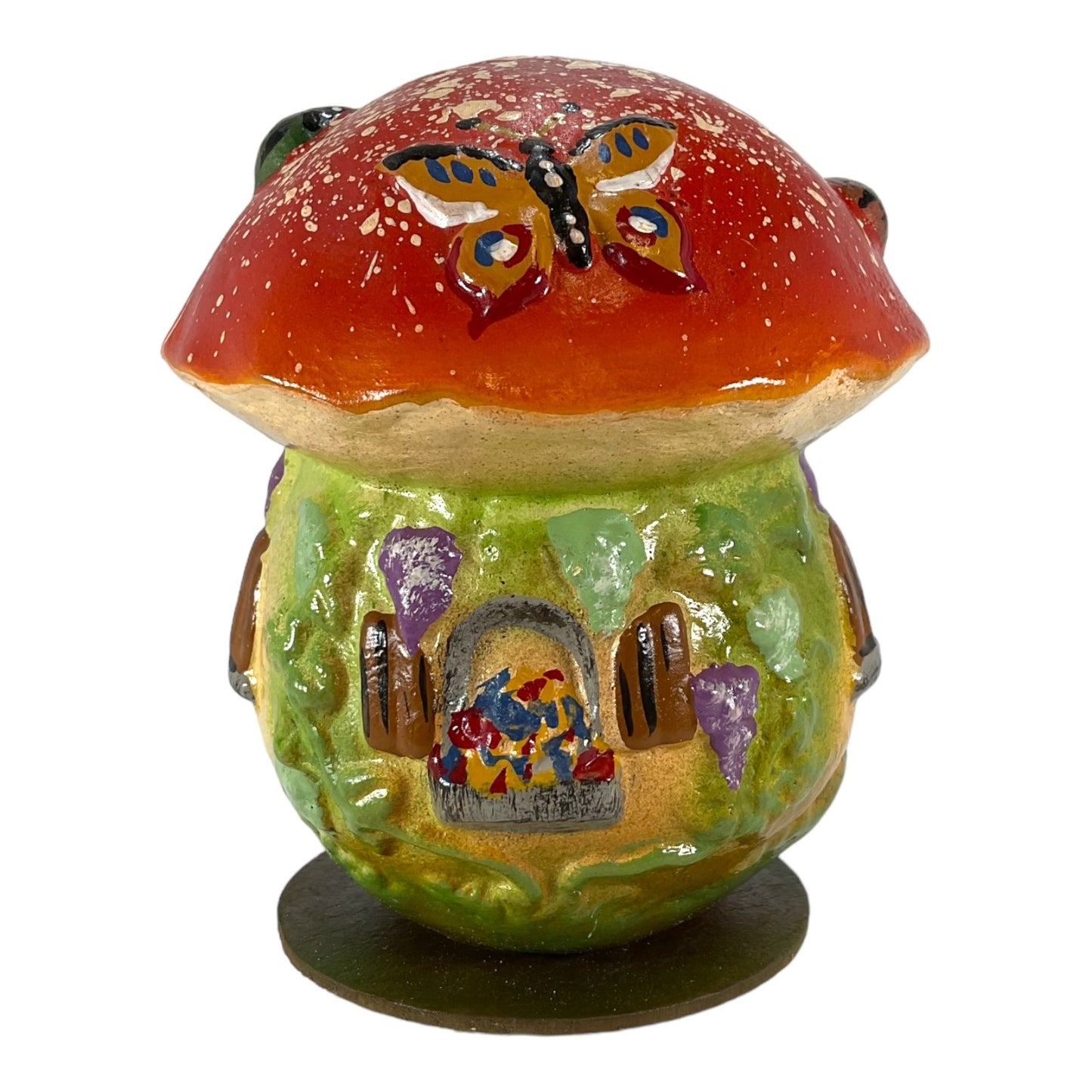 Mushroom House with Santa in Doorway Candy Container