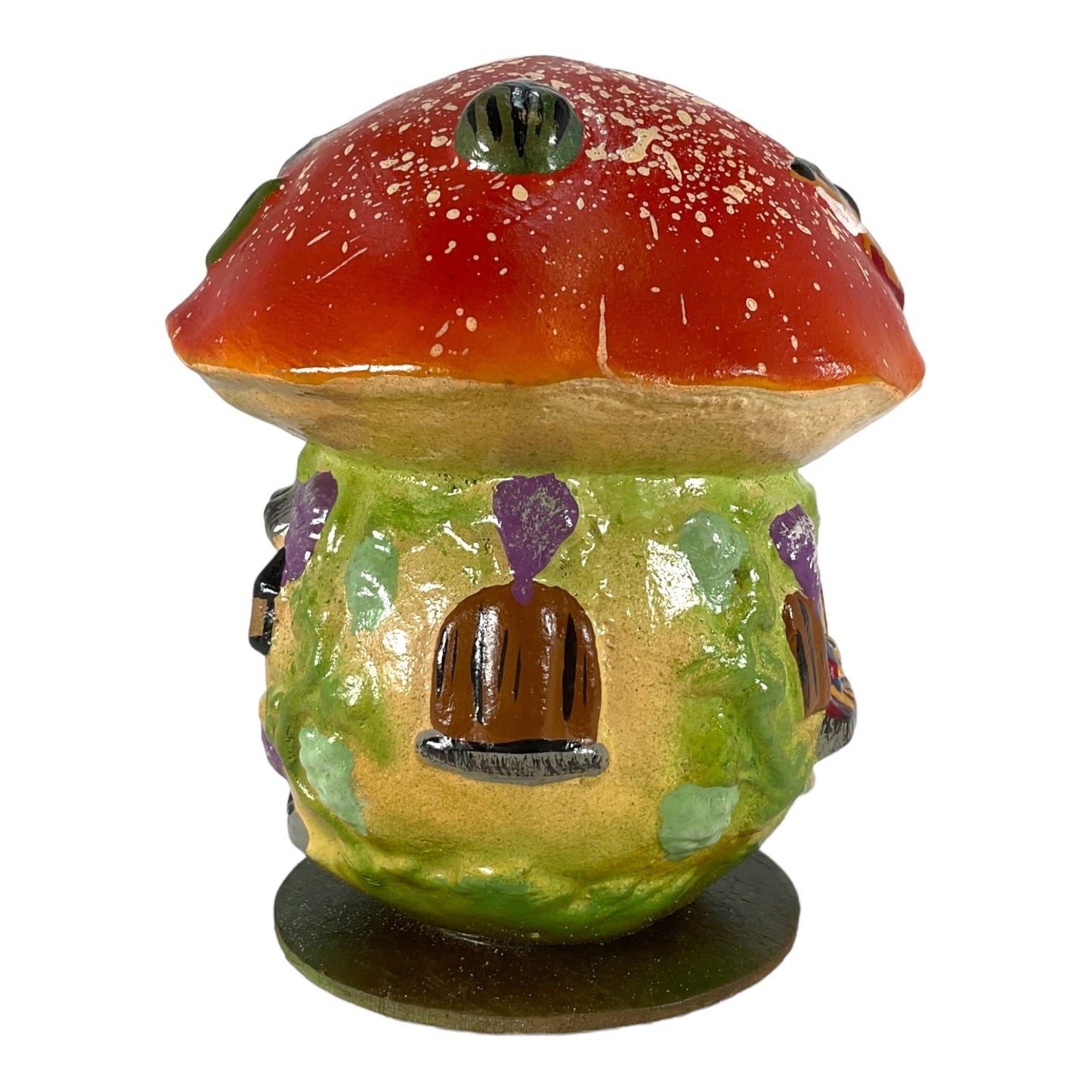 Mushroom House with Santa in Doorway Candy Container