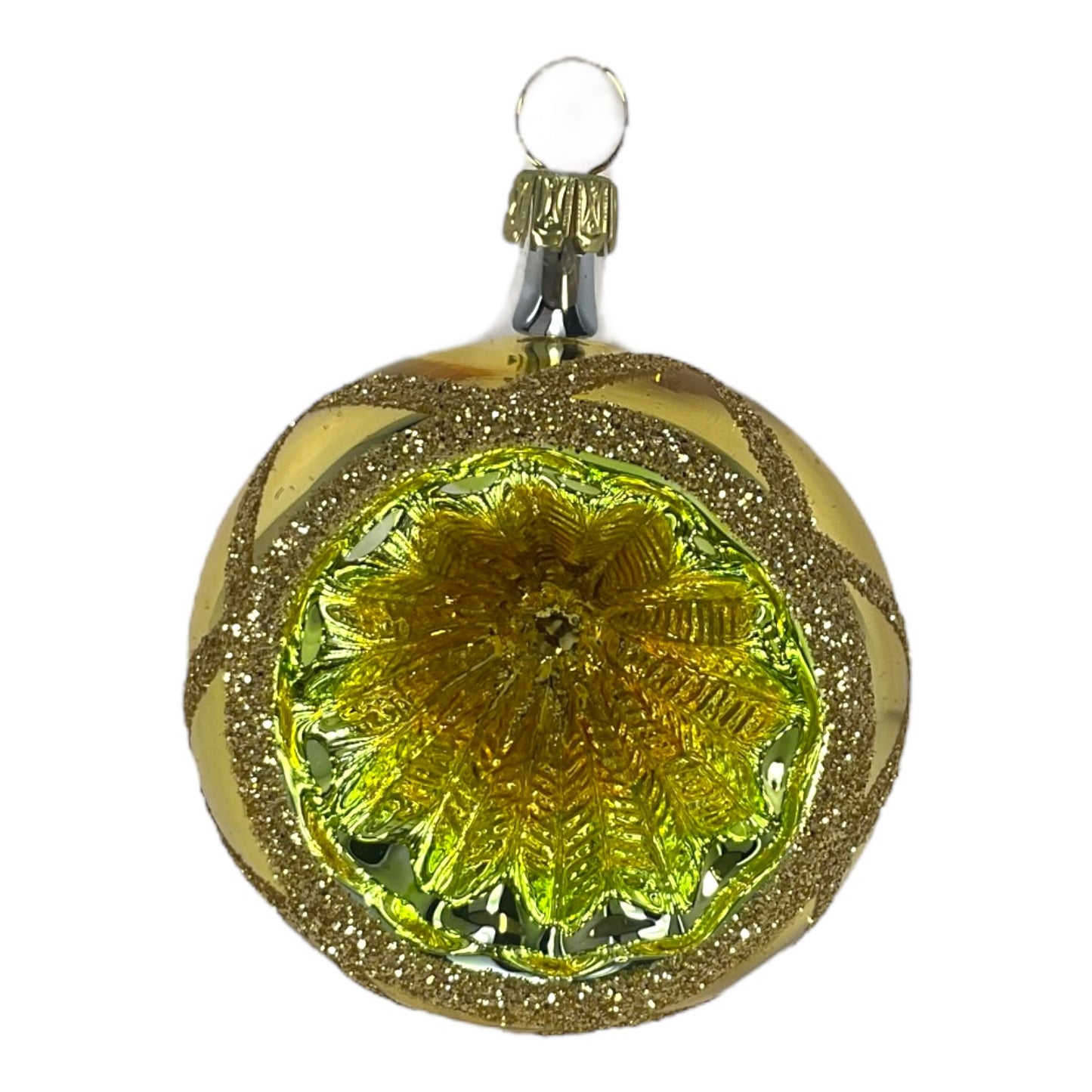 Multi Color Round Reflector Bowl Gold Ball German Glass Christmas Ornaments Set of 6