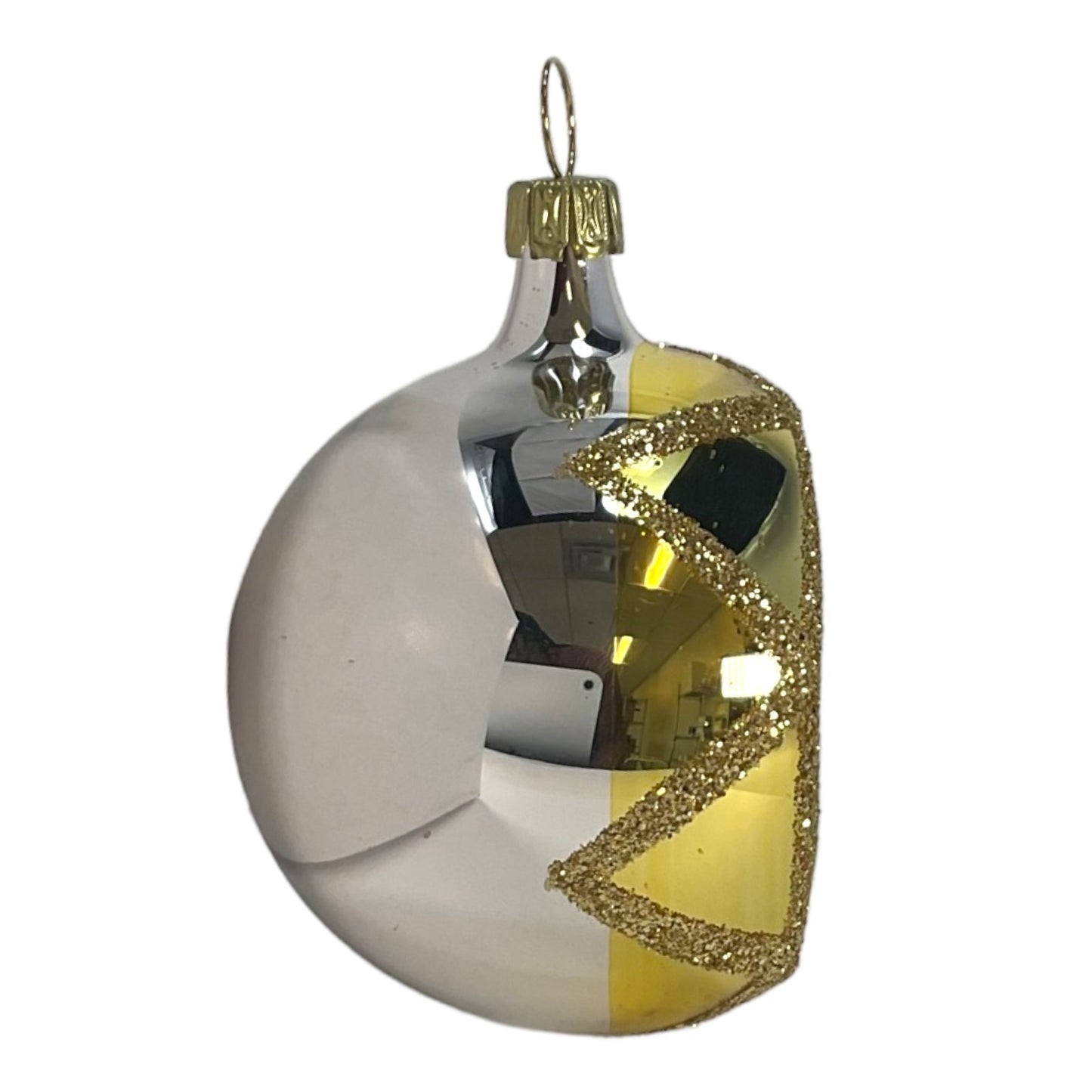 Multi Color Round Reflector Bowl Gold Ball German Glass Christmas Ornaments Set of 6