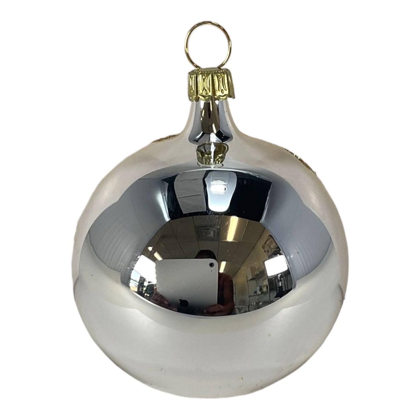 Multi Color Round Reflector Bowl Gold Ball German Glass Christmas Ornaments Set of 6