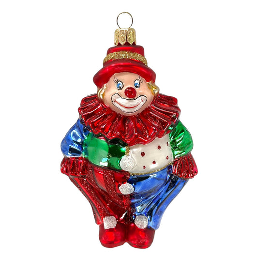 Pinnacle Peak Trading Colorful Happy Smiling Clown Polish Mouth Blown Glass Christmas Tree Ornament 4.75 inch