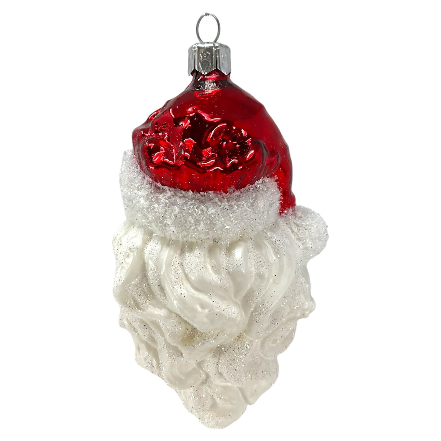 Pinnacle Peak Trading Classic Smiling Santa Claus Face Polish Glass Christmas Tree Ornament 5.5 inch
