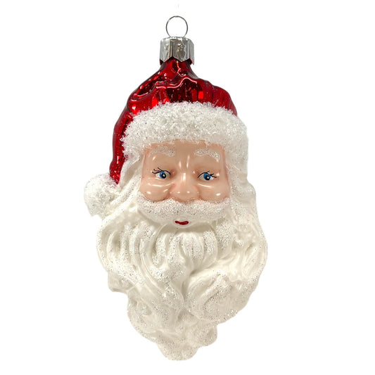 Pinnacle Peak Trading Classic Smiling Santa Claus Face Polish Glass Christmas Tree Ornament 5.5 inch