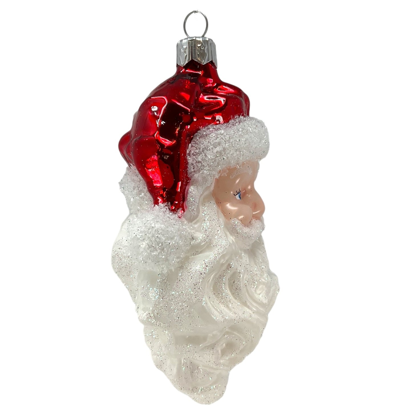 Pinnacle Peak Trading Classic Smiling Santa Claus Face Polish Glass Christmas Tree Ornament 5.5 inch