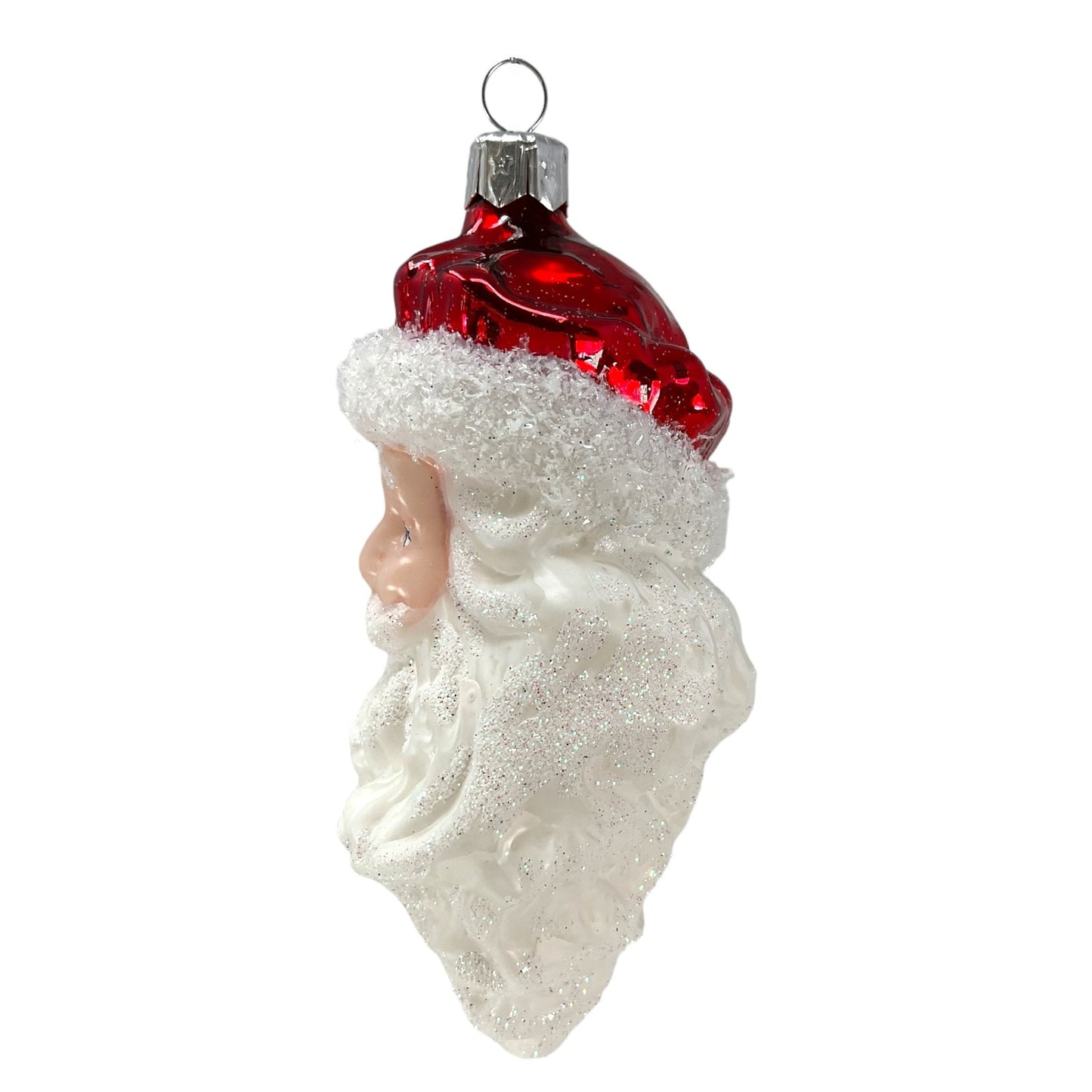 Pinnacle Peak Trading Classic Smiling Santa Claus Face Polish Glass Christmas Tree Ornament 5.5 inch
