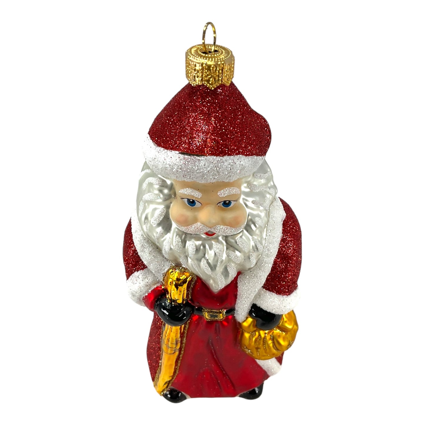 Pinnacle Peak Trading Santa Claus with Bag of Presents Large Polish Glass Christmas Ornament 8.5 inch