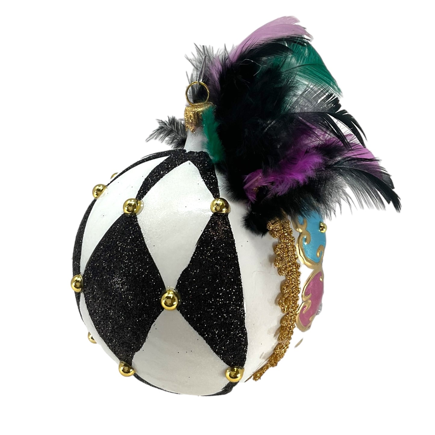 Pinnacle Peak Trading Venetian Mask with Colorful Feathers Polish Glass Christmas Ornament 5.5 inch
