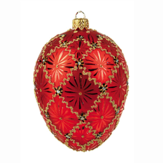 Pinnacle Peak Trading Red Coronation Egg Faberge Inspired Polish Mouth Blown Glass Holiday Ornament