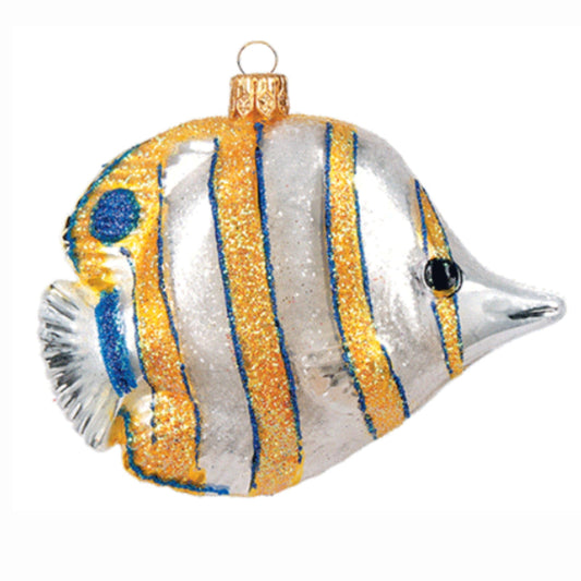 Pinnacle Peak Trading Copperband Butterflyfish Tropical Fish Polish Blown Glass Christmas Ornament
