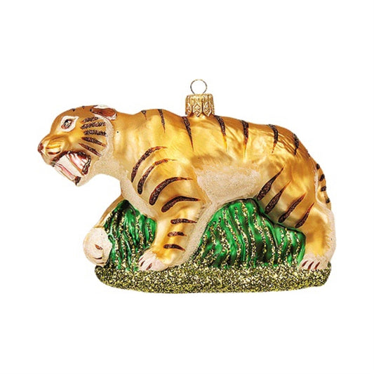 Pinnacle Peak Trading Prehistoric Saber Toothed Tiger Polish Glass Christmas Ornament Cat Decoration